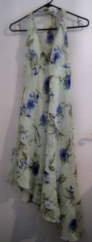 GIRL'S JUNIORS SZ 7 SOFT PASTEL GREEN EASTER HALTER BOW DRESS CLOTHES CLOTHING LACE LILAC