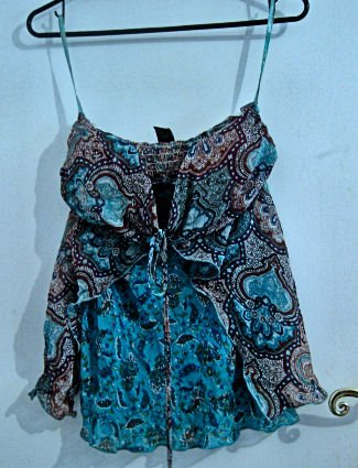 turquoise multi-patter print tube strapless top WOMEN'S S OR M CLOTHES DRESS PARTY CLUB