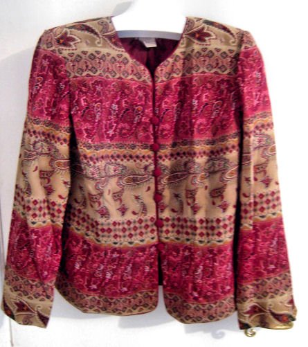 PAISLEY COAT SUIT TOP WOMEN'S CLOTHES jacket shirt CLOTHING RED BUTTON L@@K SO STUNNING