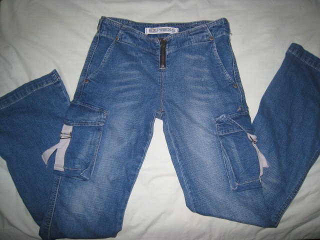 EXPRESS JEANS JUNIOR'S SZ 4 SEXY CARGO WOMEN'S PANTS DENIM CLOTHES CLOTHING MUST SEE!! L@@K