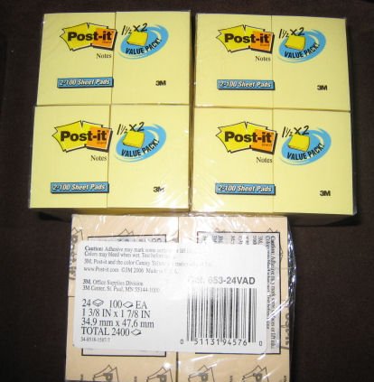 3M Post-it Notes yellow 1.5 x 2 lot 3 Pack Of 24 - 72 office supply paper pads writing home
