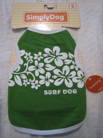 small surf dog t-shirt cotton stretch clothing shirt pet animal tank green hawaii home pets