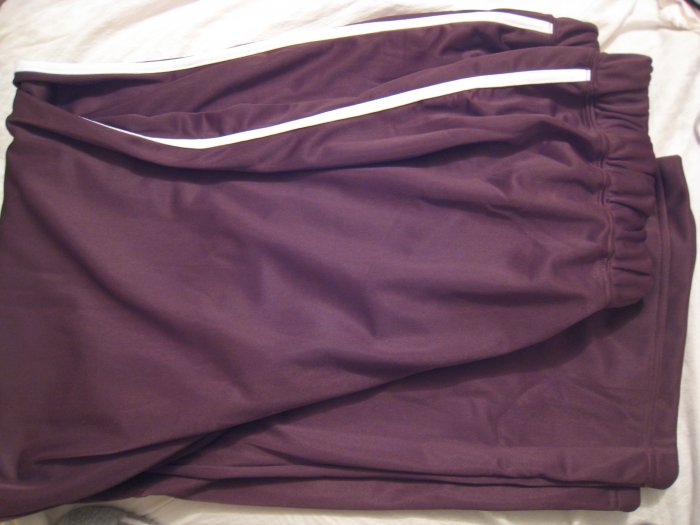 COMFY POLYESTER DRAWSTRING SPORTS 2X SIDE STRIPE BROWN JOGGING DAY PANTS MEN'S OVERSIZE PLUS SIZE