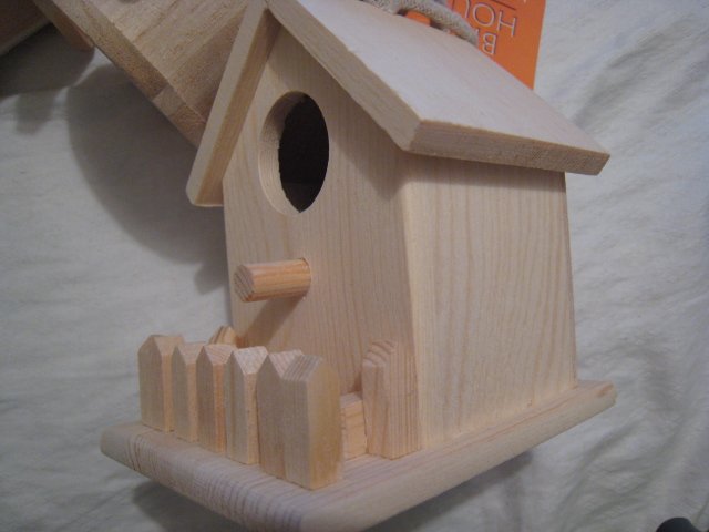 fence NATURAL WOOD WOODEN BIRDHOUSE BIRD HOUSE GARDEN HOME DECOR HOBBY #3
