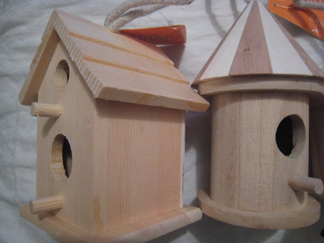 2-door NATURAL WOOD WOODEN BIRDHOUSE BIRD HOUSE GARDEN HOME DECOR HOBBY #1