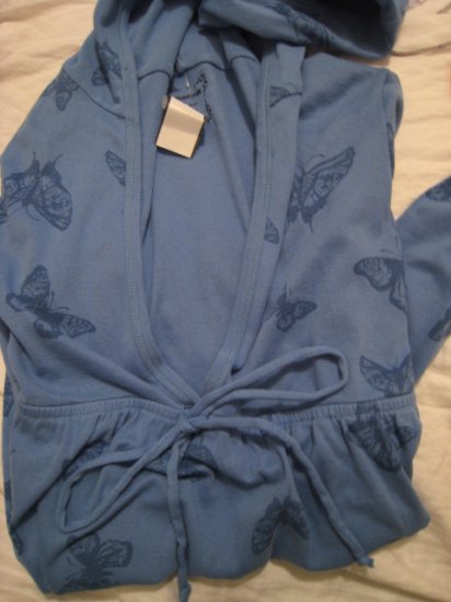 BLUE OLD NAVY BUTTERFLY SHIRT TOP HOODIE V-NECK SWEATSHIRT SWEATER WOMEN'S SMALL S