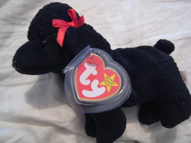 #7 black poodle dog BEANIE BABY DOLL STUFF ANIMAL TOY KIDS CHILDREN HOME GIFT BIRTHDAY