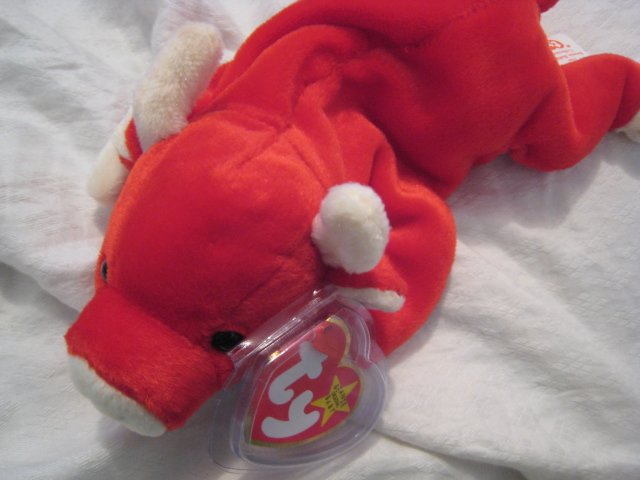 #18 red bull BEANIE BABY DOLL STUFF ANIMAL TOY KIDS CHILDREN HOME GIFT BIRTHDAY