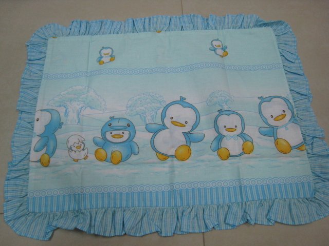 HAPPY PENGUIN KIDS BABY LINEN PILLOW PILLOWCASE SHEET BED BEDROOM COTTON SOFT TRIMMING