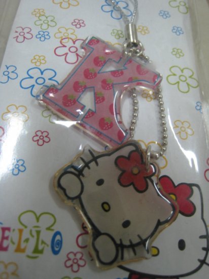 HELLO KITTY K HAND strap charm CELL PHONE DIGITAL CAMERA IPOD I-POD accessory PURSE ZIPPER KEYCHAIN