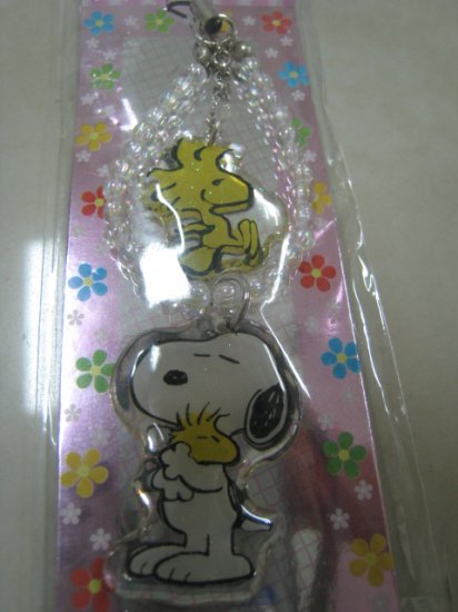SNOOPY WOODSTOCK PEARL strap charm CELL PHONE DIGITAL CAMERA IPOD I-POD accessory PURSE