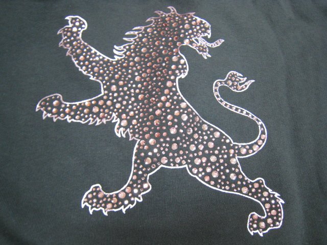 hood EXPRESS silver PRINT DIAMOND LION gray SWEATER SWEATSHIRT CLOTHES WOMEN'S LARGE L CLOTHING