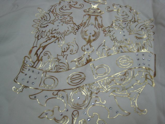 AUTHENTIC BEBE GOLD PRINT DIAMOND LION WHITE SWEATER SWEATSHIRT CLOTHES WOMEN'S LARGE L CLOTHING