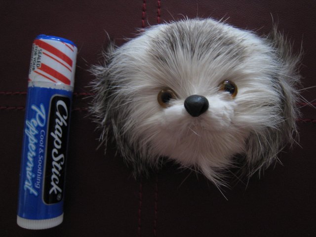 GRAY EAR DOG MAGNET FURRY ANIMAL FIGURINE COLLECTIBLE EYES