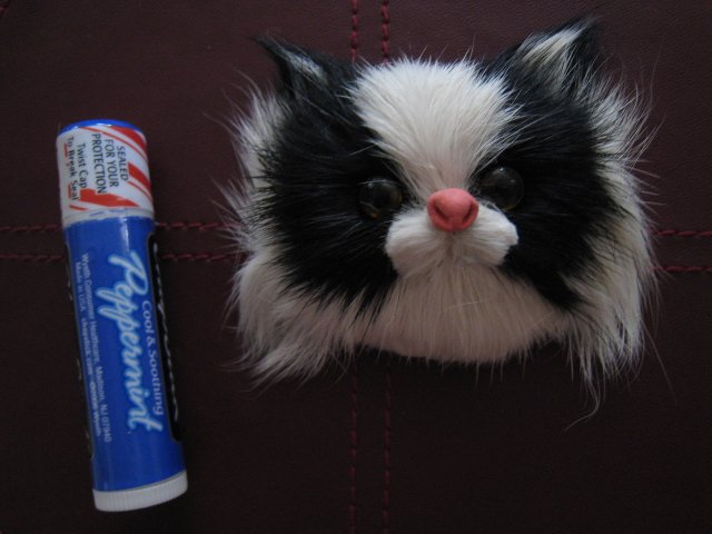 BLACK WHITE CAT MAGNET FURRY ANIMAL FIGURINE COLLECTIBLE EYES