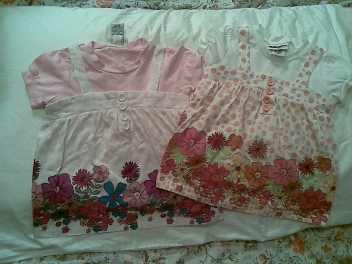 BABY GIRL DRESS CLOTHES 18T FLOWER CUTE PINK ORANGE LOT 2