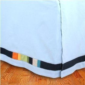 NAUTICA blue rainbow COTTON BEDSKIRT BED SKIRT BEDDING BED SHEET KING HOME DECOR BEDROOM