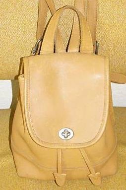 AUTHENTIC purse vintage camel tan leather COACH SHOULDER BAG backpack #082309B