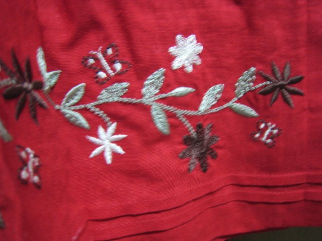 CHRISTMAS PLUS SIZE 1x 3x TOP flower butterfly women's clothes clothing LINEN NEW RED dress
