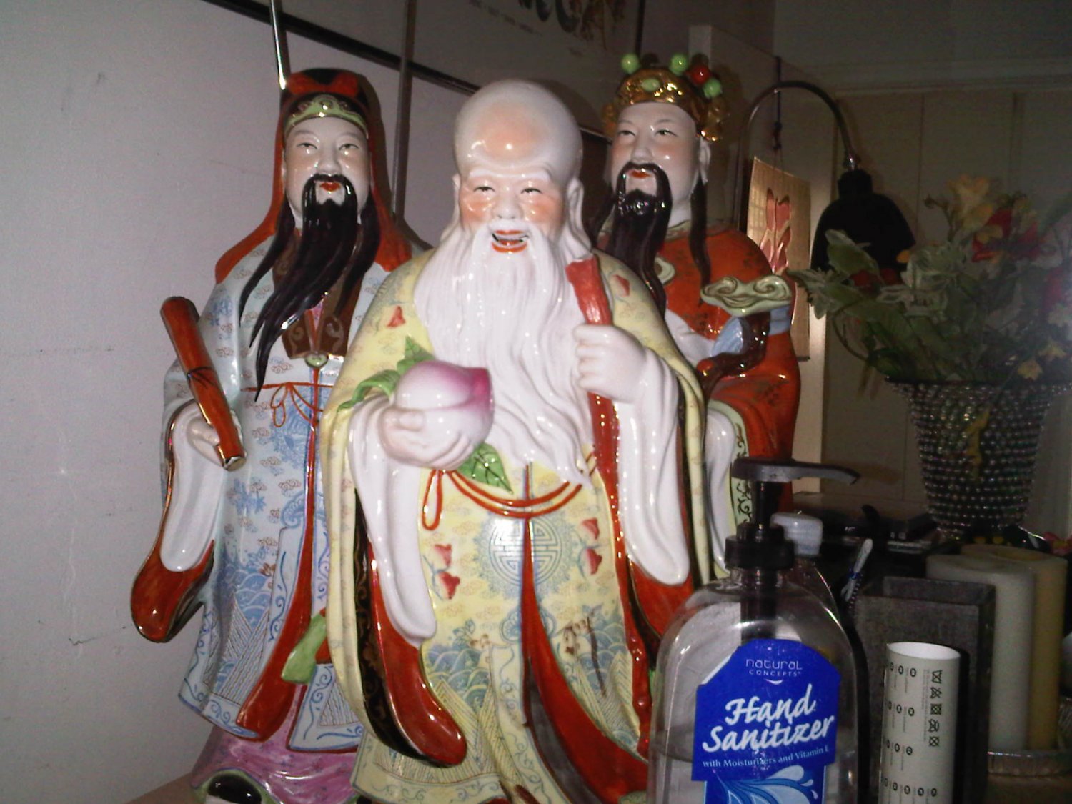AS-IS 3 LOT VINTAGE CHINESE STATUE GOD WISDOM MONEY WAR COLLECTIBLE FIGURINE HONG KONG