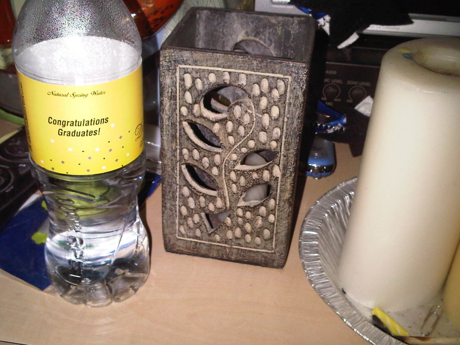 STONE CERAMIC CARVED CANDLE HOLDER HOME DECOR COLLECTIBLE
