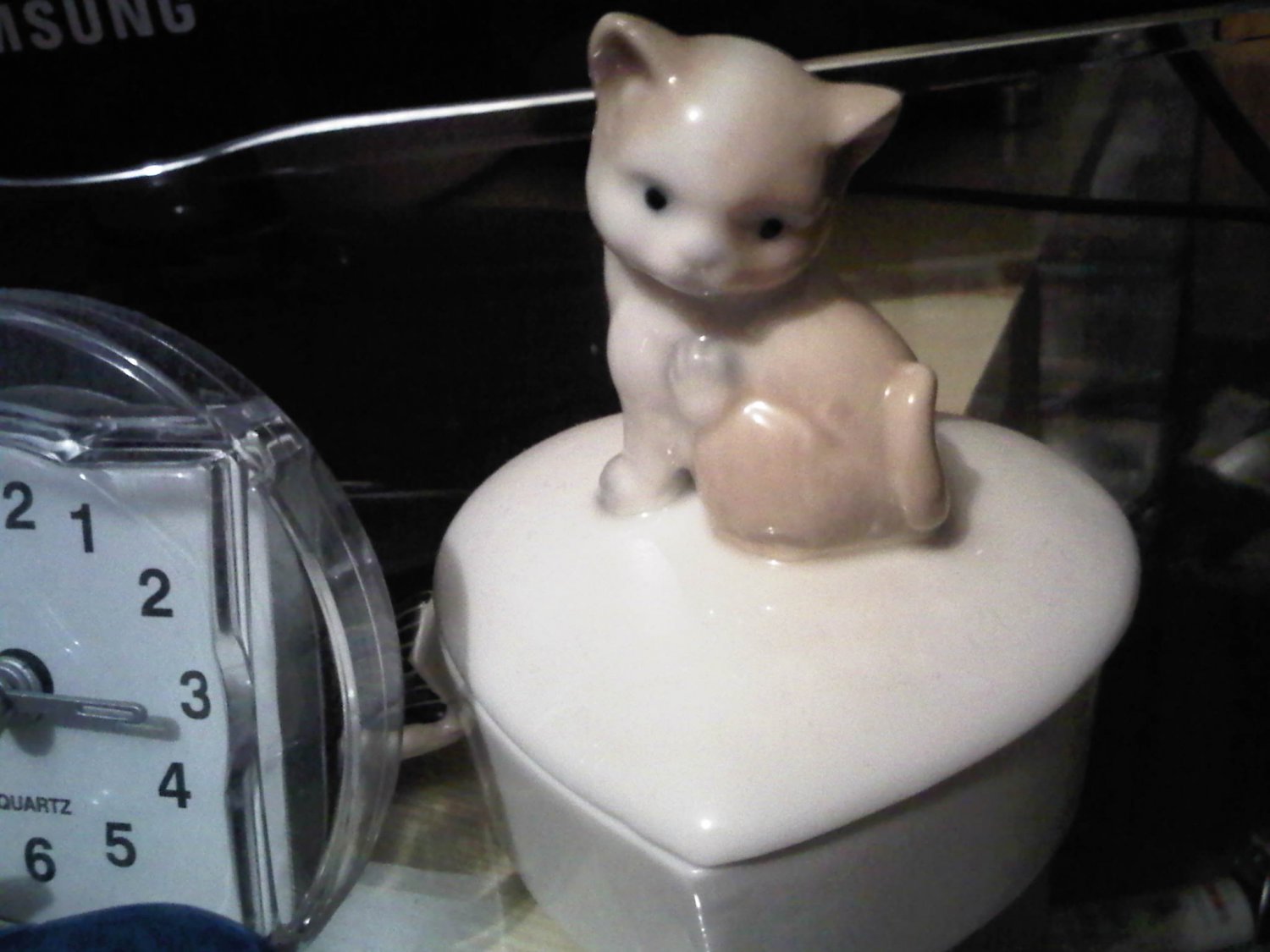 JAPAN CAT JEWELRY BOX KITTEN CUTE WHITE DECORATIVE COLLECTIBLE FIGURINE HOME