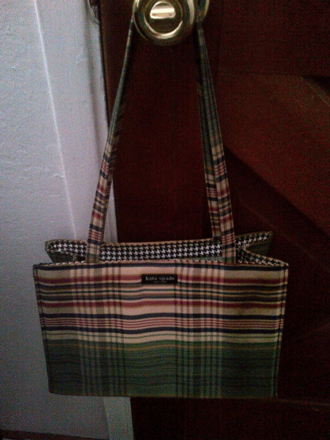 KATE SPADE USA PURSE BAG HANDBAG GREEN CHECKERED WOMEN'S ACCESSORY CLOTHING CLOTHES