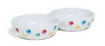 Ceramic Pawprint Cat Diner 8.5