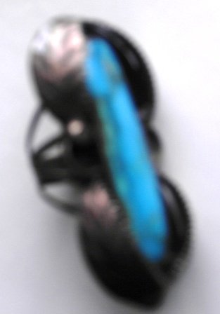 Genuine Turquoise & Silver Ring, size 8