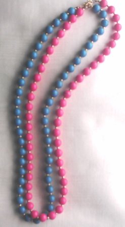 Aqua and Pink Beaded Necklaces, 1 of Each