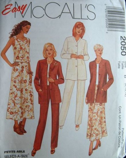 MCCALLS OOP #2050 Uncut Sz 8-12 Jacket, Top, Pants & Skirt Sewing Pattern