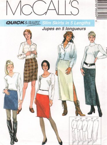 MCCALLS #9650 Uncut Sz 14-18 Slim Skirts in 5 Lengths, Optional Slit Sewing Pattern