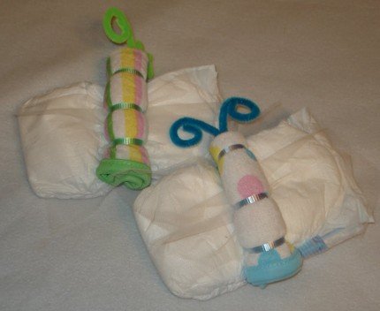 Diaper Washcloth Butterfly Baby Shower Favor Gift