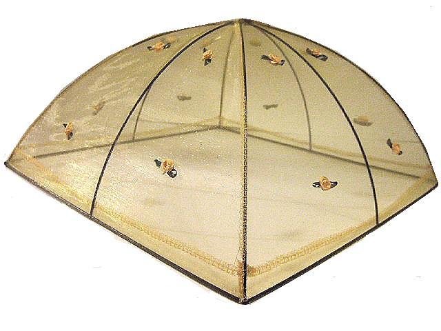 Yellow Food Cover with Embroidered Flower Buds
