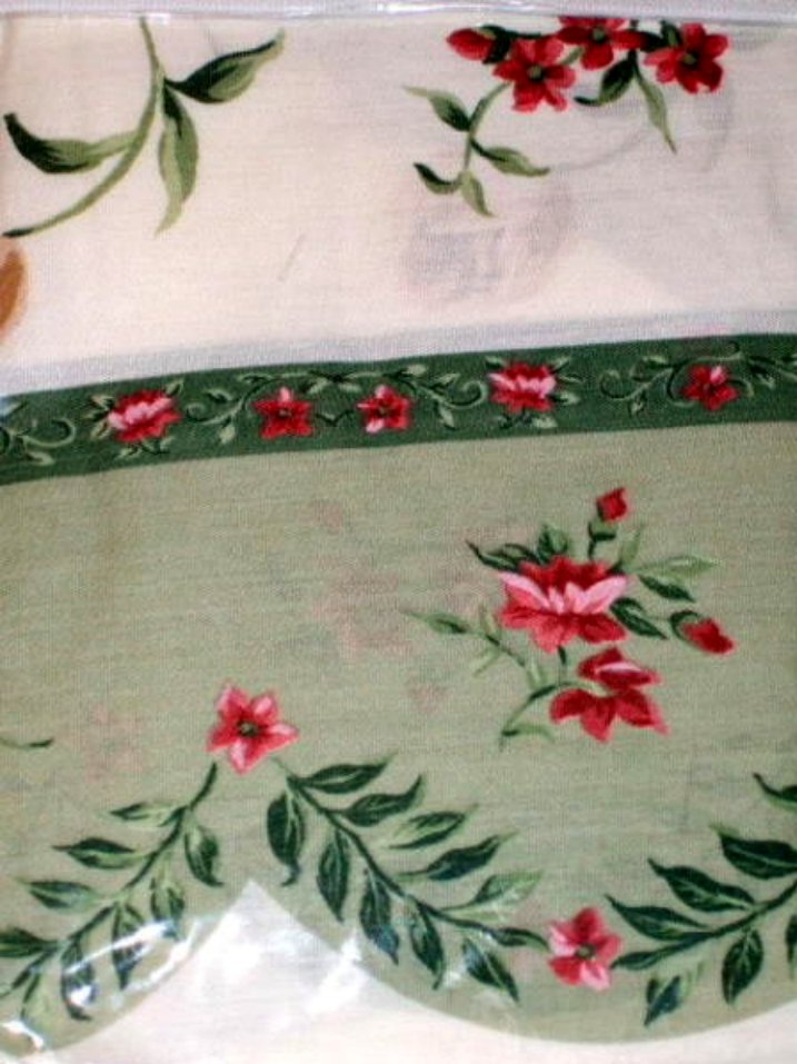 Floral Tiers and Swag Pink and Sage Curtains Set