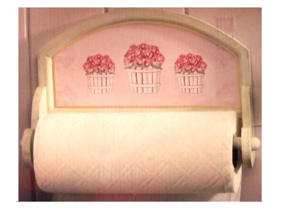 Pink Roses Wood Paper Towel Holder Shabby Cottage Decor