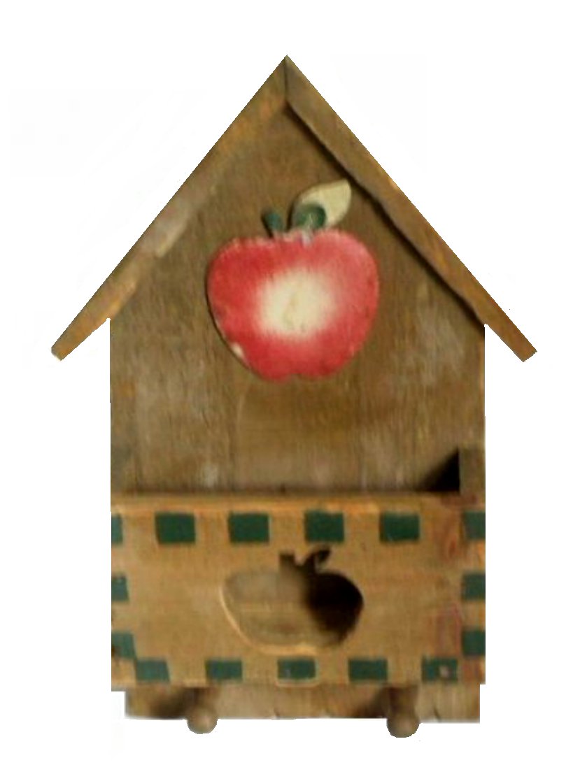 Rustic Country Apple Letter Holder Wall Rack with Hooks