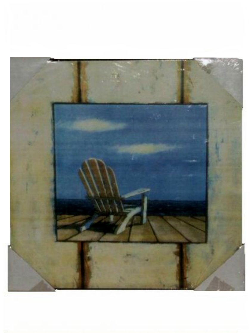 Nautical Beach Wall Picture Weathered Lounge Chair Beach Decor
