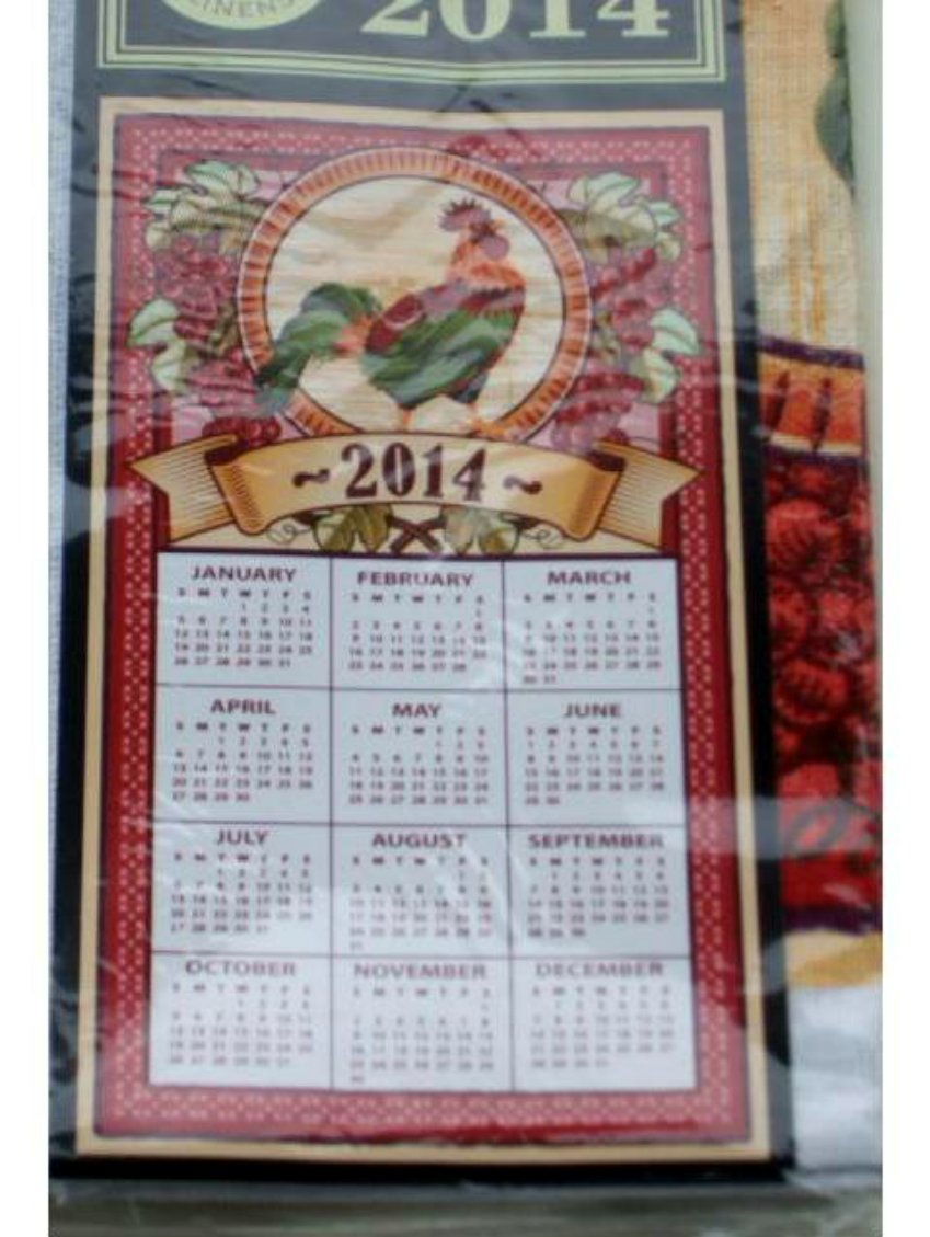 Rooster Grapes 2014 Calendar Kitchen Towel