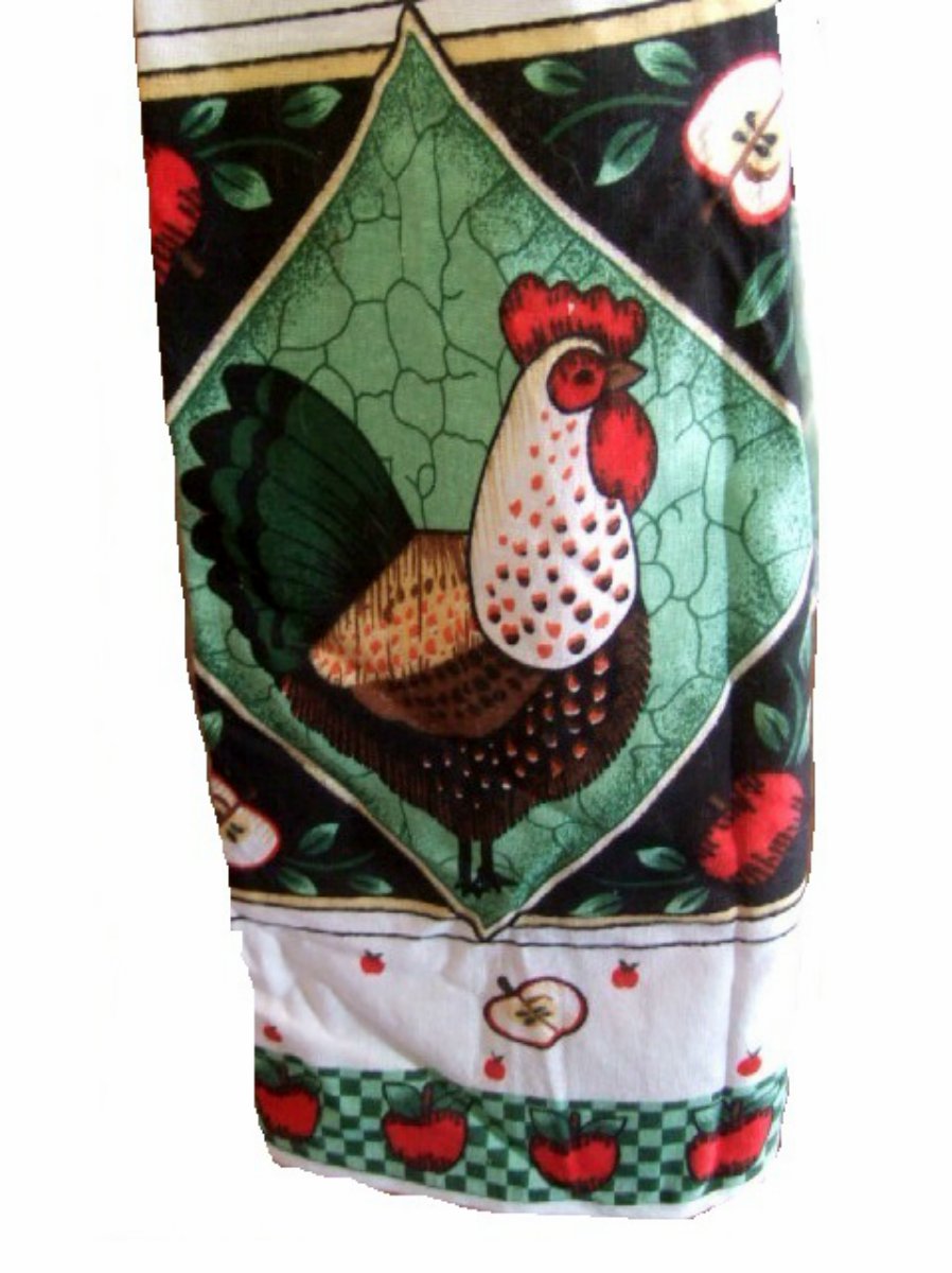 Rooster Apples Fabric Bibbed Apron