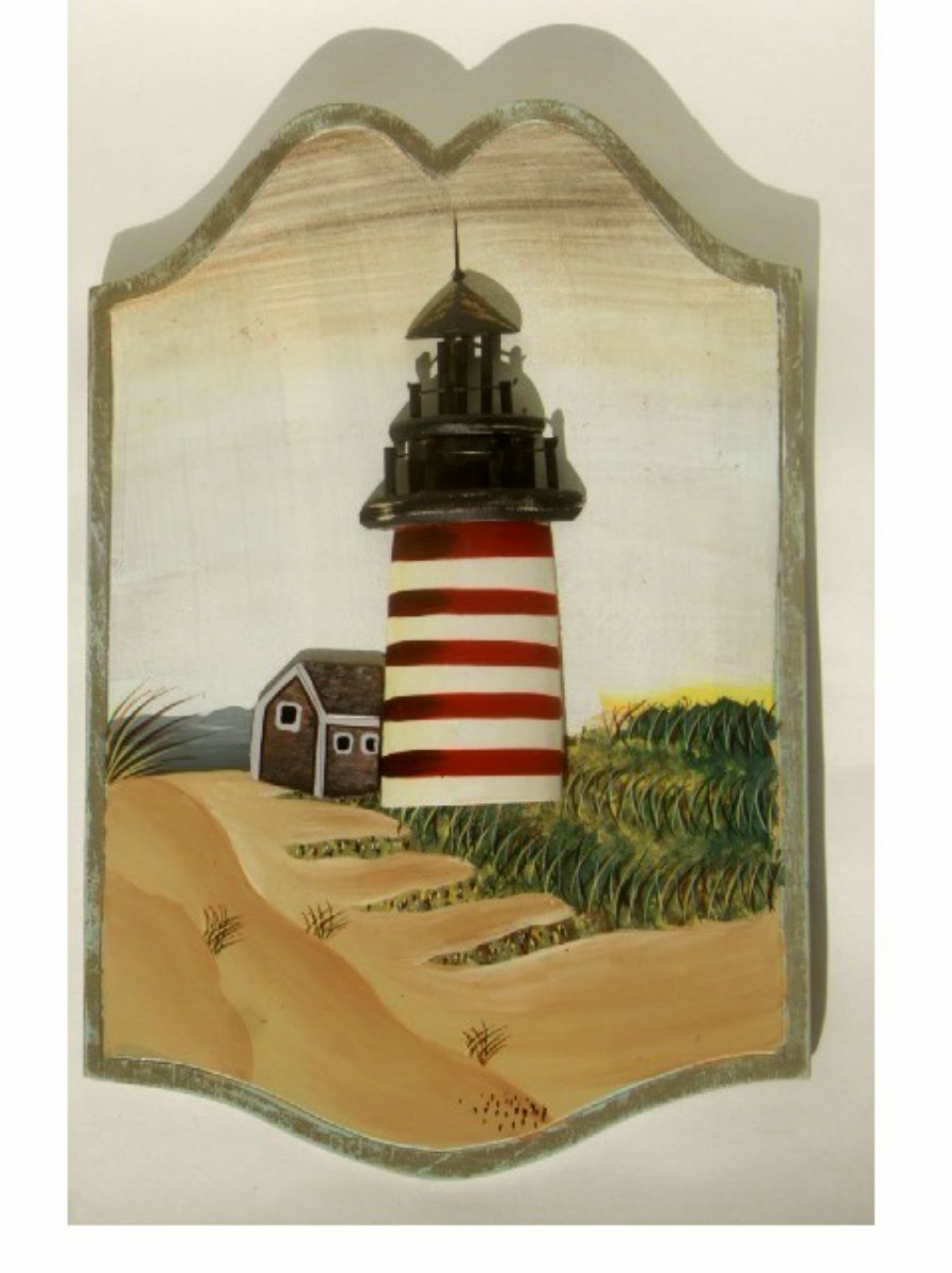 Lighthouse Beach Wood Plaque Wall Decor