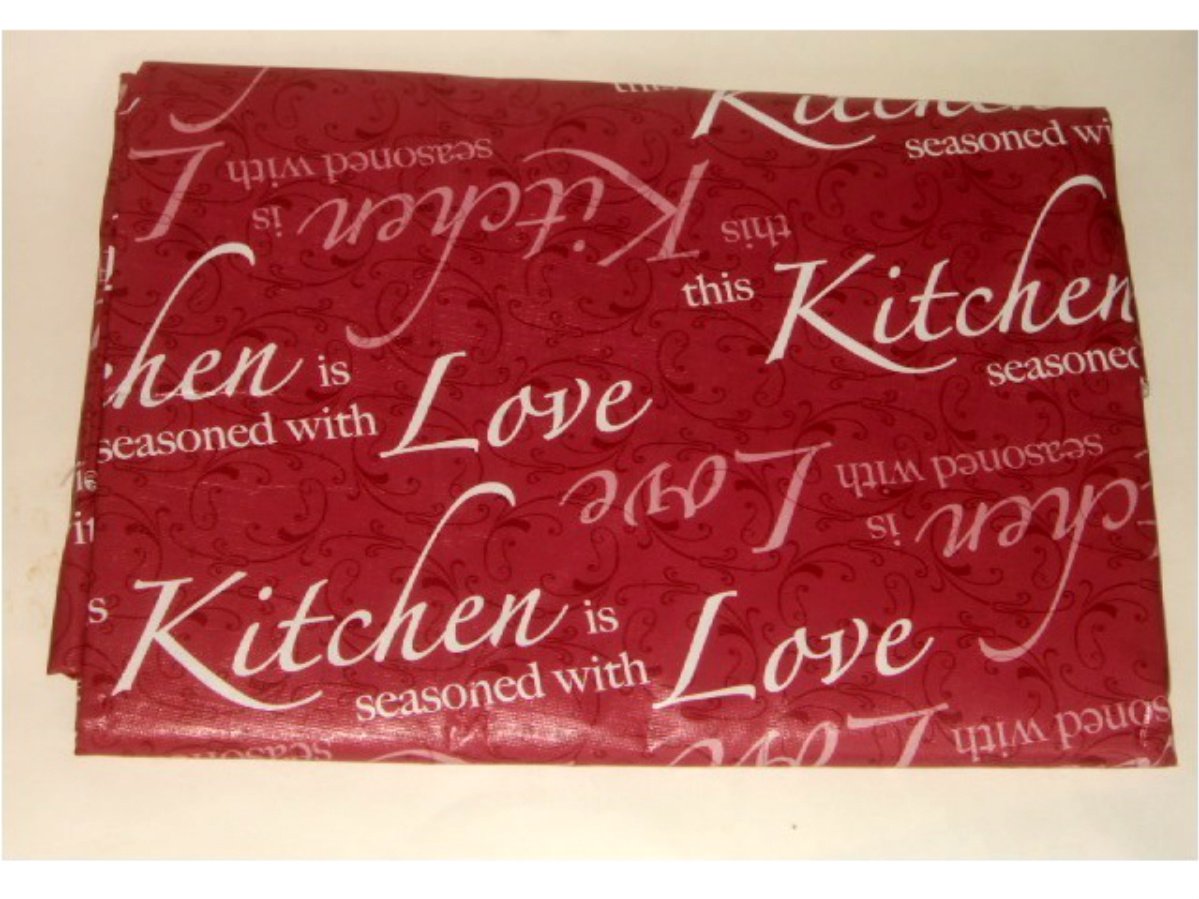 Inspirational Red Vinyl Tablecloth This Kitchen Seasoned with Love