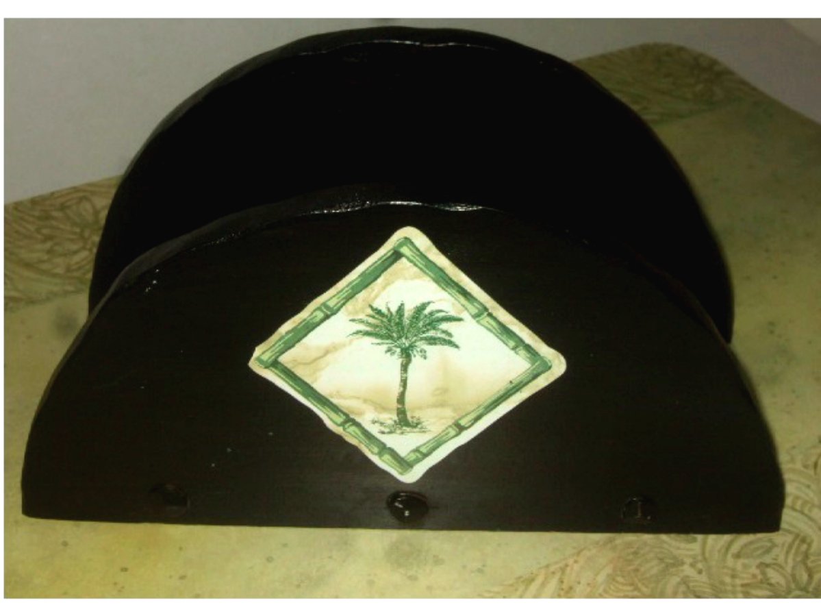 Tropical Palm Trees Black Wood Napkin Holder