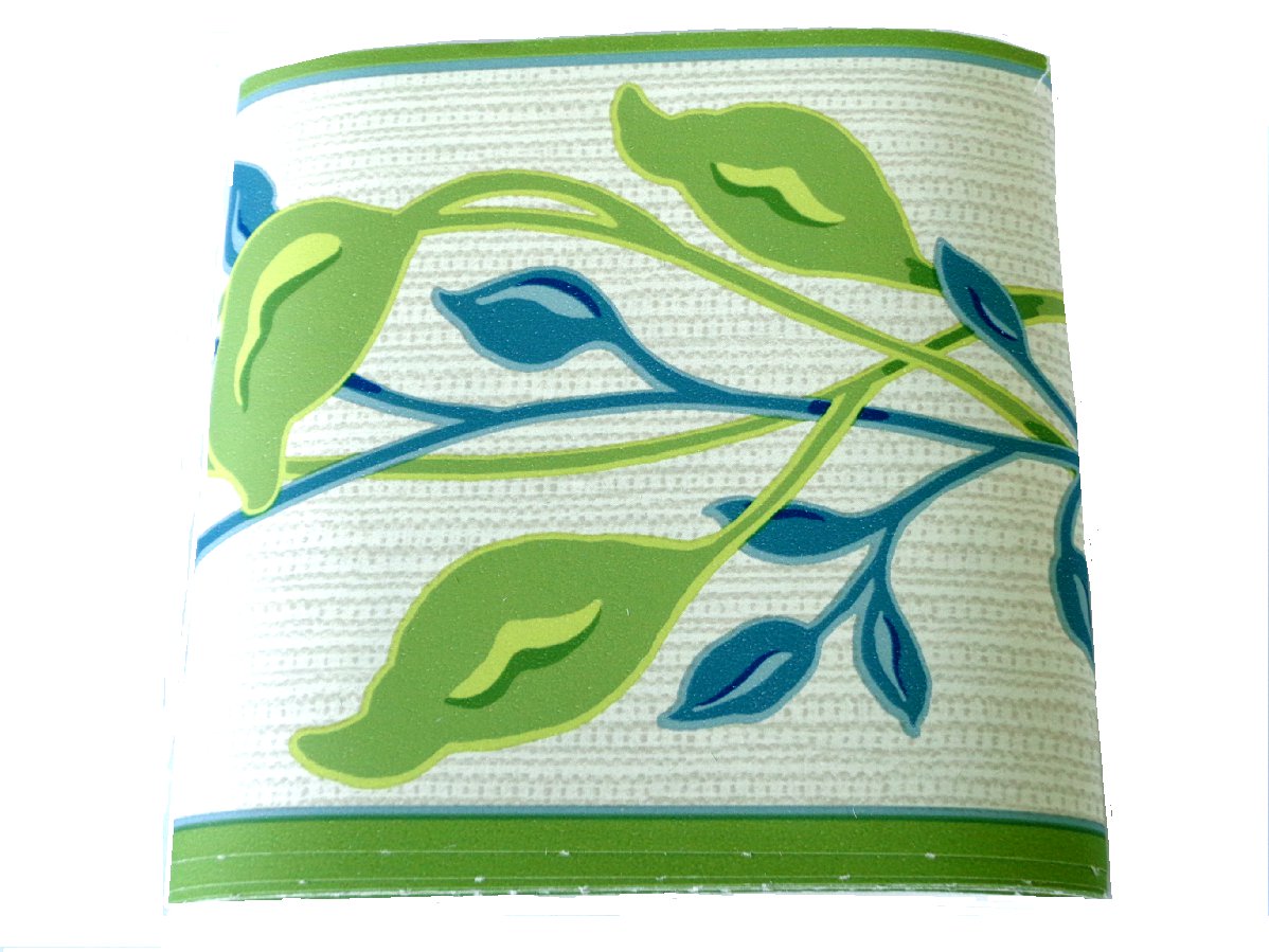 Green Teal Vine Wallpaper Border