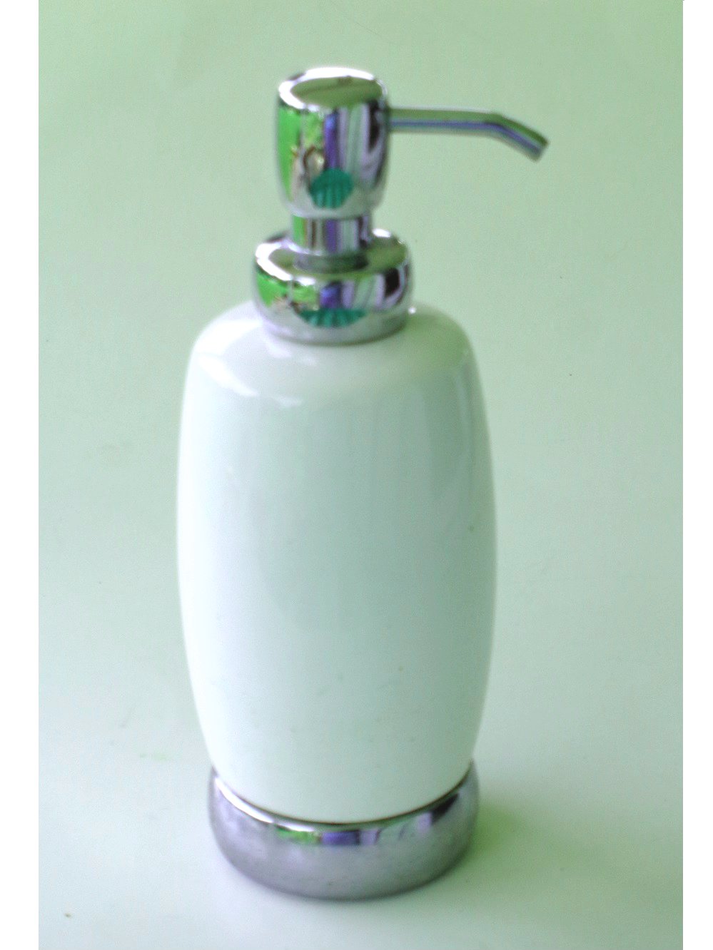 White Ceramic Lotion Pump Soap Dispenser Chrome Base