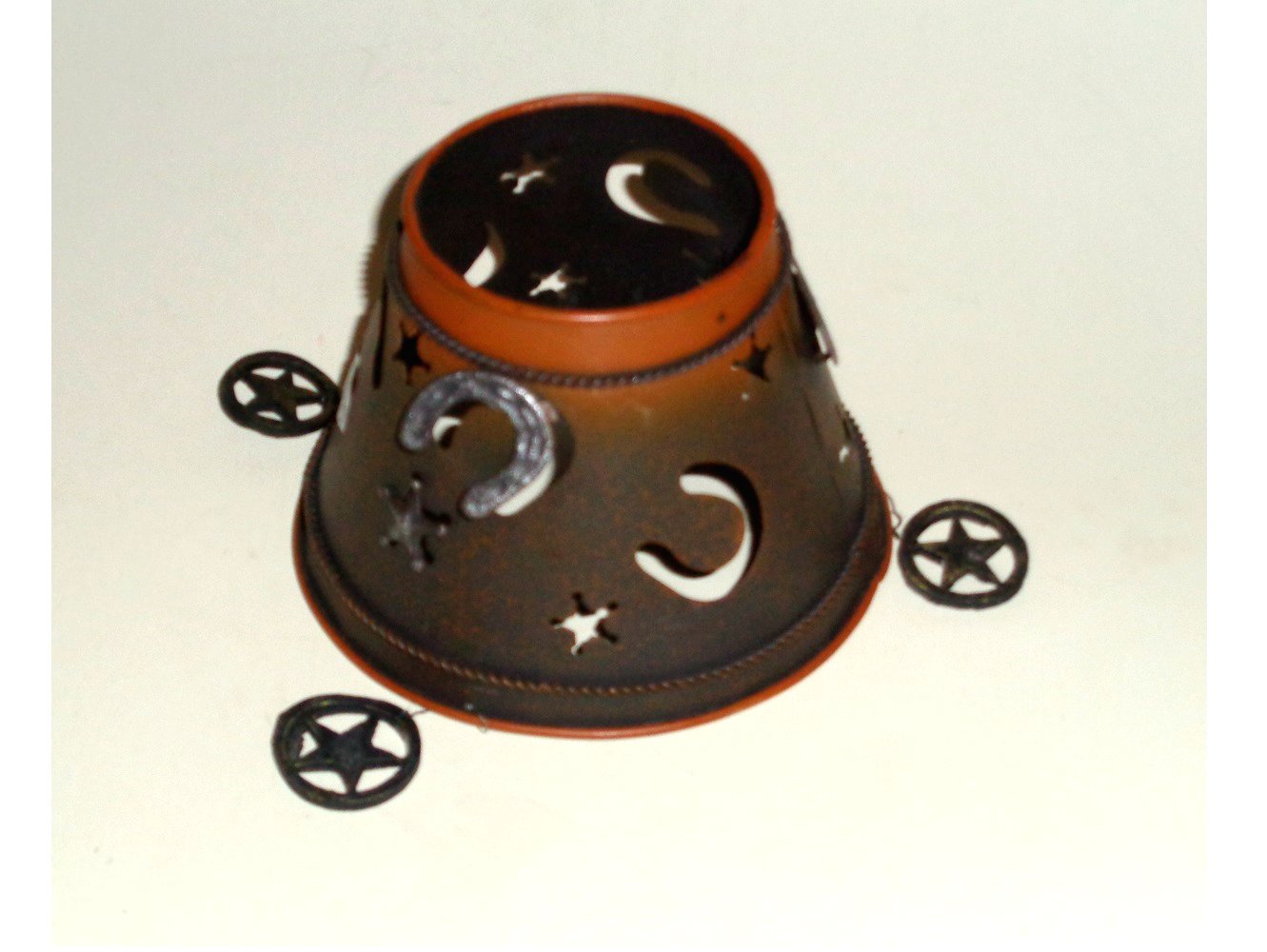 Rustic Metal Horseshoes and Stars Candle Shade Western Decor