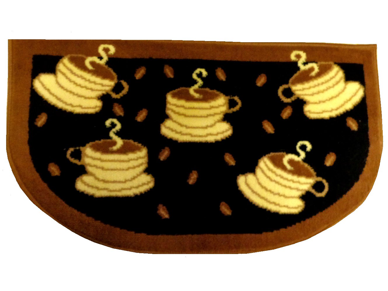 Black Brown Coffee Cups Kitchen Rug