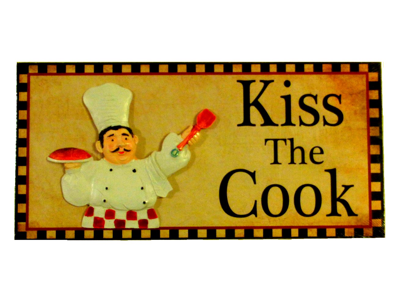 Fat Chef Kitchen Plaque Sign Kiss the Cook