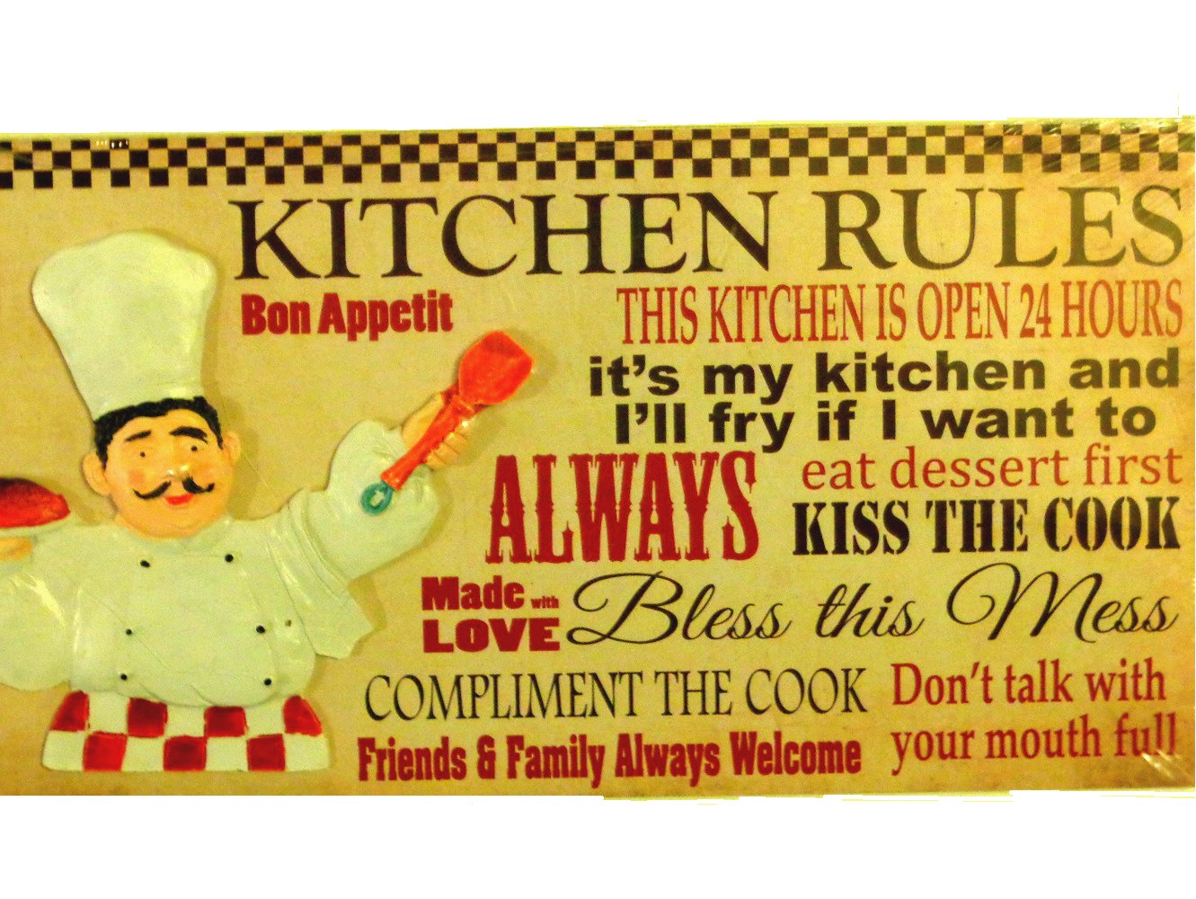 Fat Italian Chef Kitchen Plaque Sign Kitchen Rules