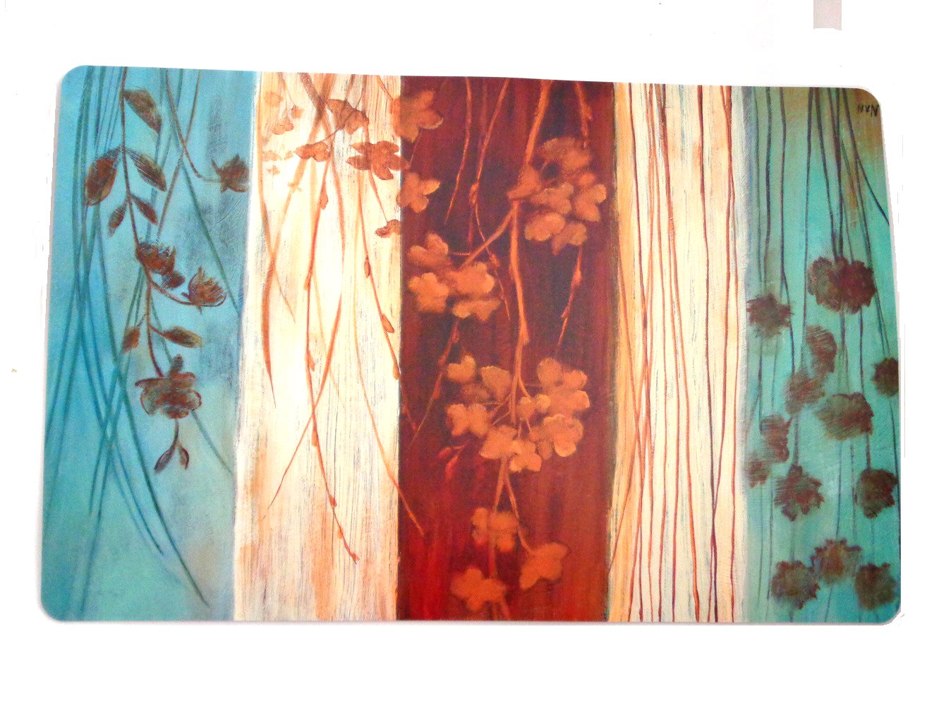Turquoise Brown Teal Floral Placemats